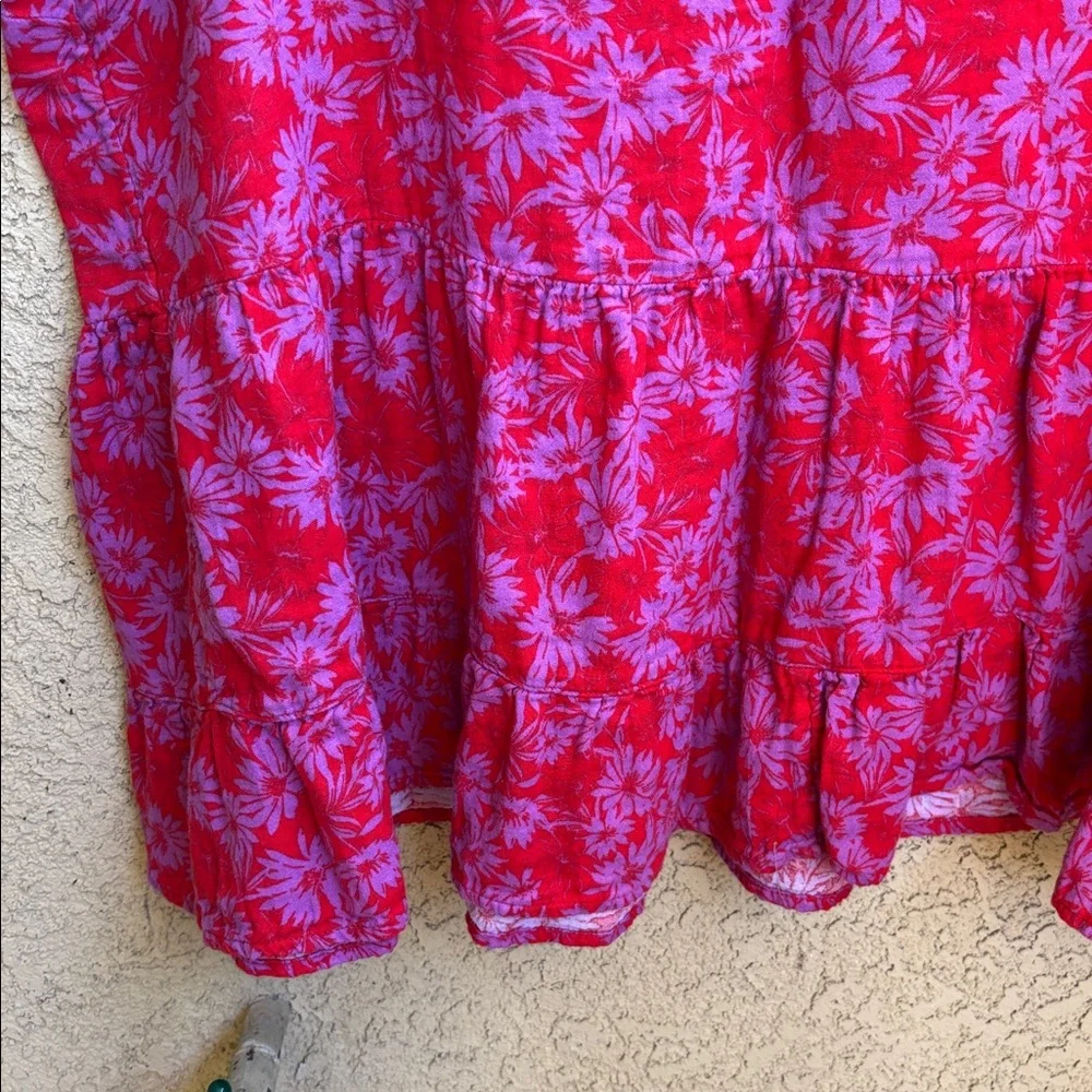 Terra & Sky Red Floral Tie-Neck Short Sleeve Tunic - Picture 5 of 5